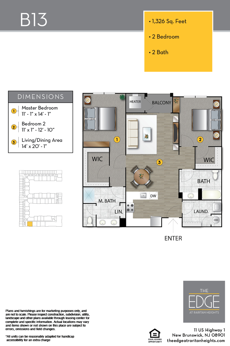 The Edge At Raritan Heights Apartment Floor Plan B13